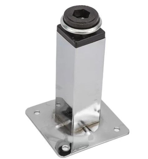 картинка Ножка 25х25х100 мм квадрат, метал, регулируемая, хром - СтокСклад