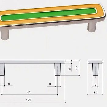 Ручка-скоба зелен-желт/