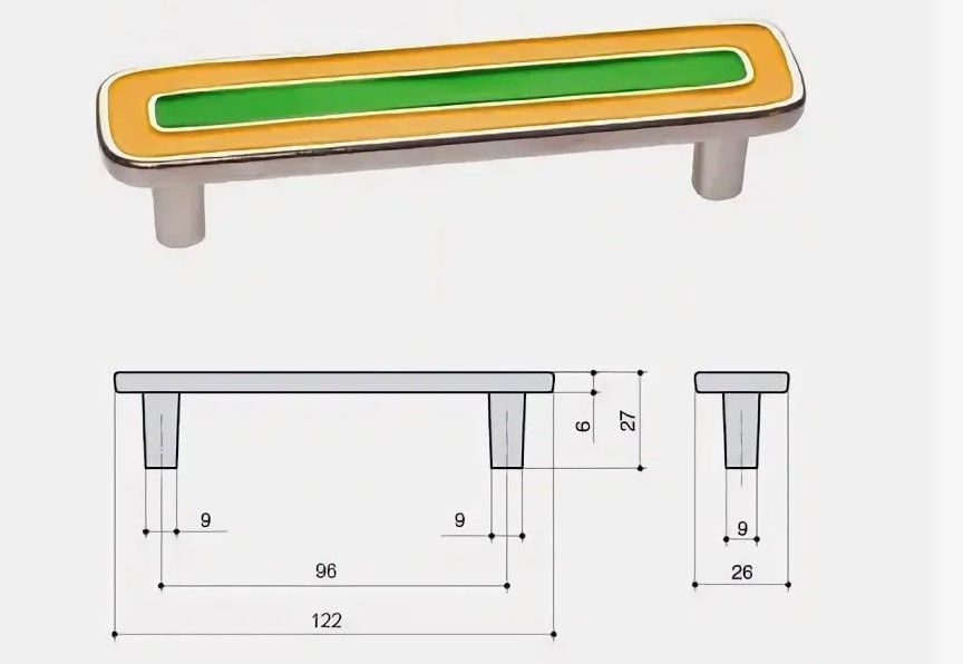 картинка Ручка-скоба зелен-желт/96 - СтокСклад