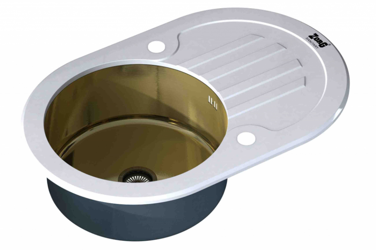 картинка ZorG МОЙКА INOX-GLASS ( GL- 7851-OV-WHITE-BRONZE) 780X510 ОВАЛ - СтокСклад