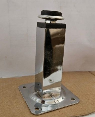 картинка Ножка 25х25х100 мм квадрат, метал, регулируемая, хром - СтокСклад